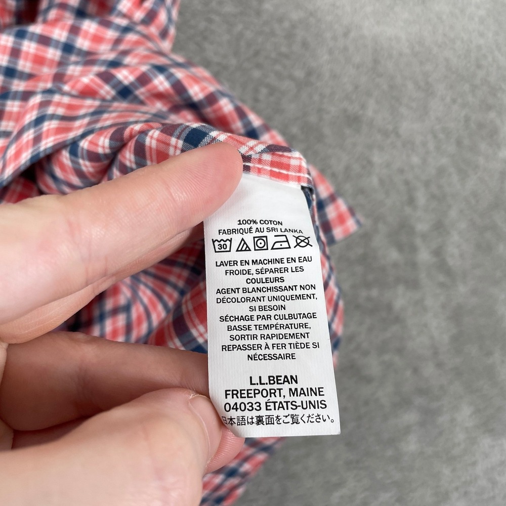 L.L. Bean Button Down Shirt Mens Large Red Blue Plaid Traditional Fit Outdoor - Picture 4 of 10